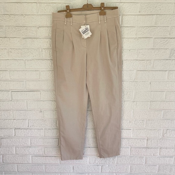 NEW Brunello Cucinelli Tapered Leg Trouser Pants C9443 Tan Size 44 NWT - Picture 1 of 12